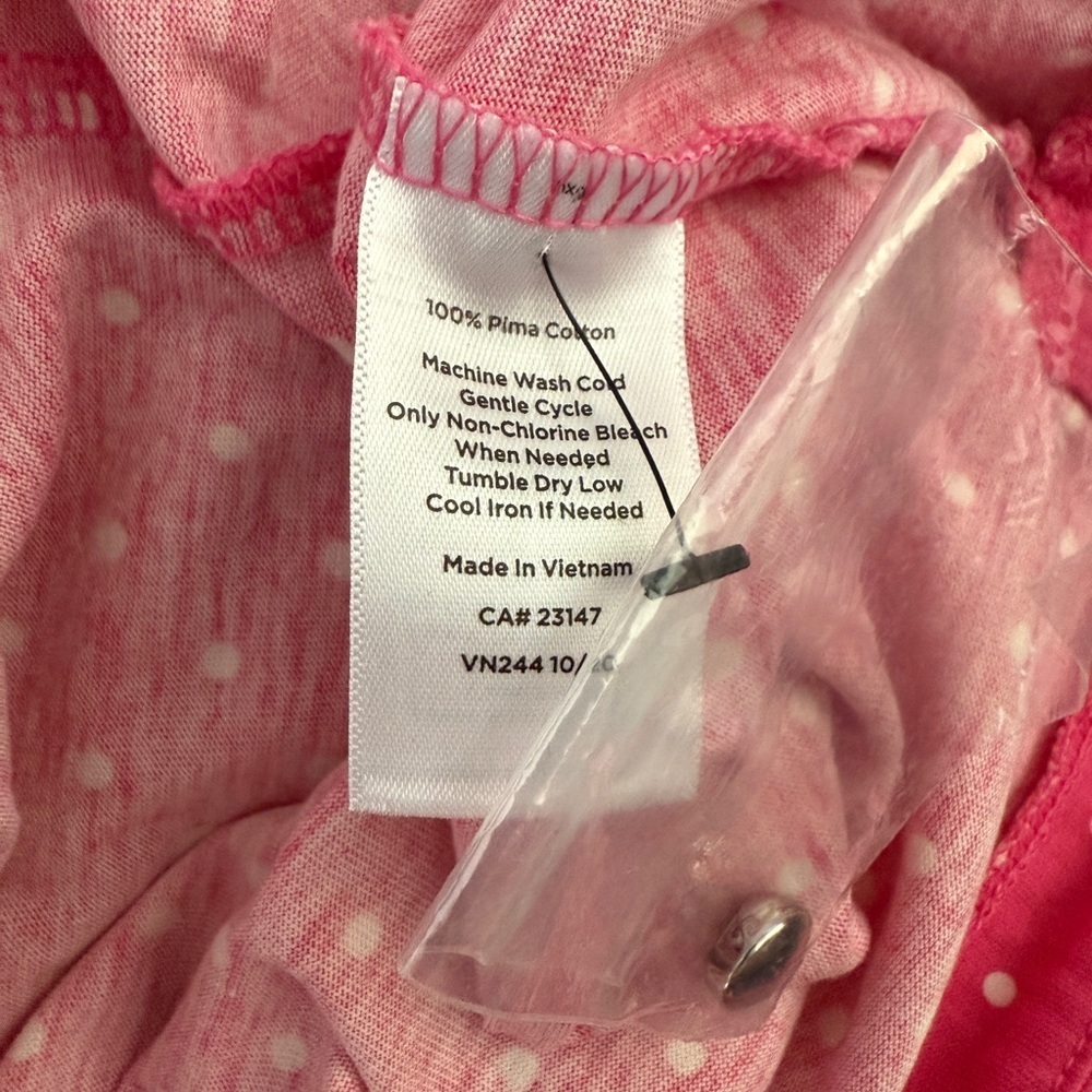 Talbots Pima Cotton Pink Polka Dot Boat Neck Top Size Medium - Picture 5 of 5